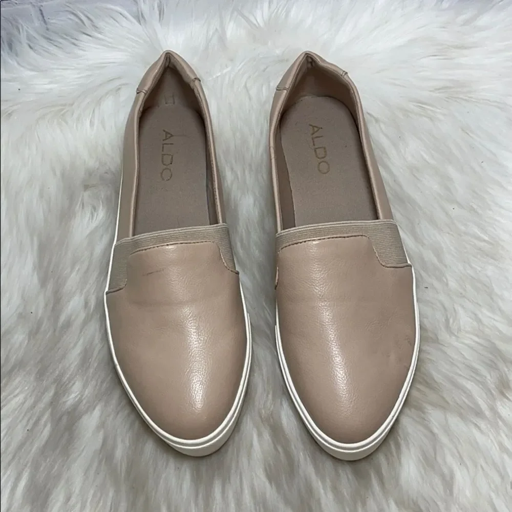 Aldo Cream Leather Slip On Sneakers Sz‎ 8